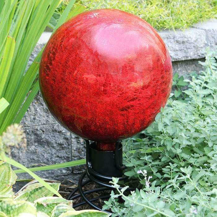 Achla Garden Gazing Globe Red Crackle